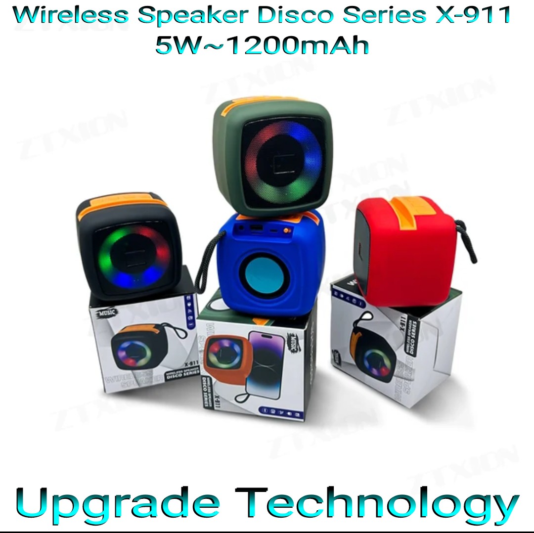 Portable Wireless Disco Series Speaker X-911 with Bluetooth, FM Radio, AUX, TF Memory Card Reader and USB Pen Drive