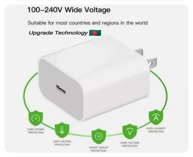Apple 20W PD Superfast Charging USB-C Port Power Adapter For iPhone 11-14 Pro Max iPod iPad (Only Adapter)