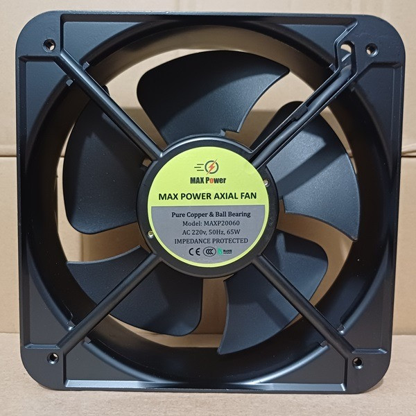 8″ MAX Power Axial Cooling Fan 220V 50Hz – 5 Blade Ball Bearing Wall Fan