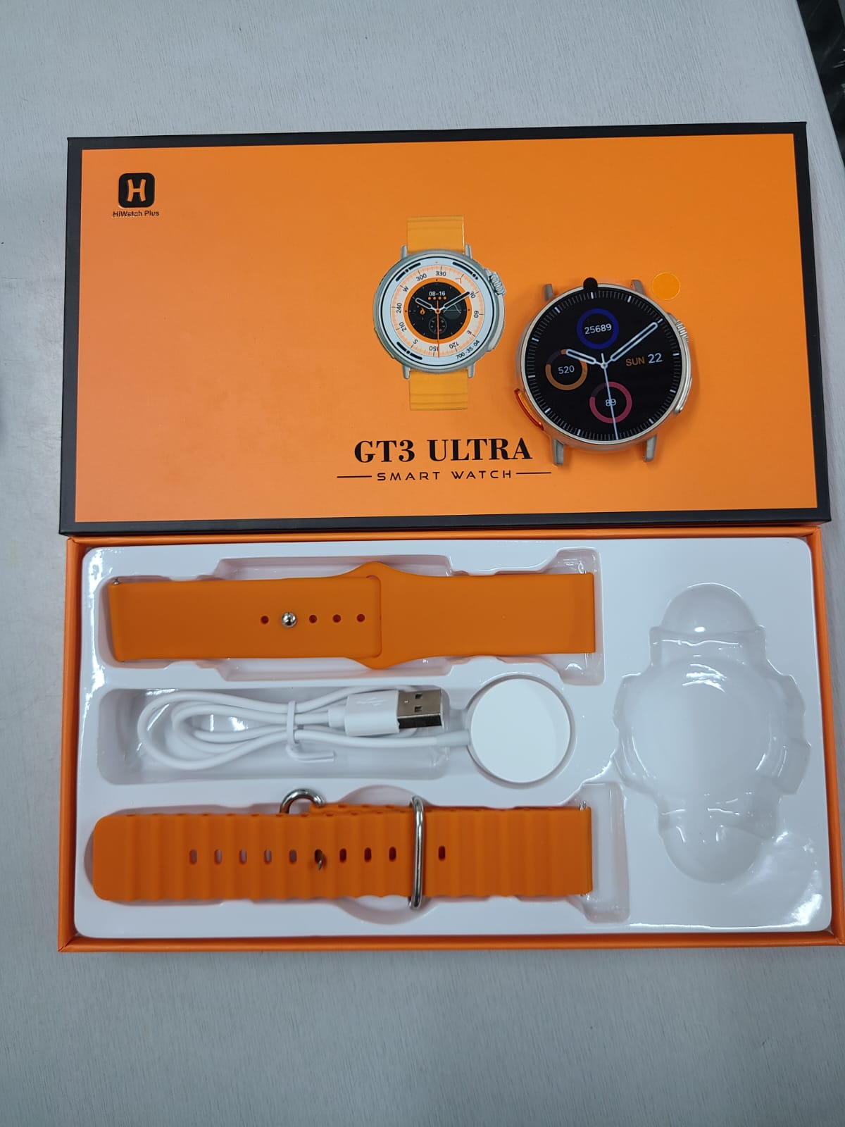 GT3 Ultra Smart Watch, Round Dial – Orange Color