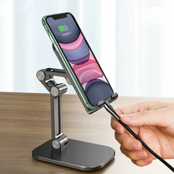 Adjustable Multiple Angles Folding Desktop Phone Stand - Black Color