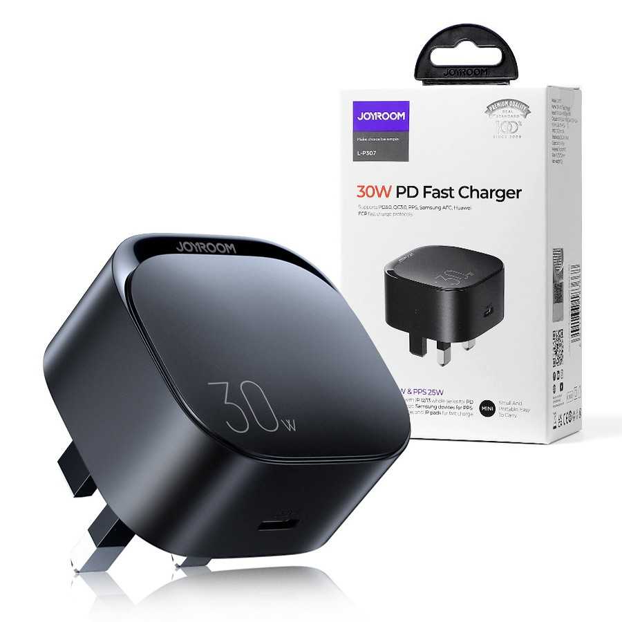 JOYROOM L-P307 30W PD Type-C Fast Charger – Quick Charging in Black Color