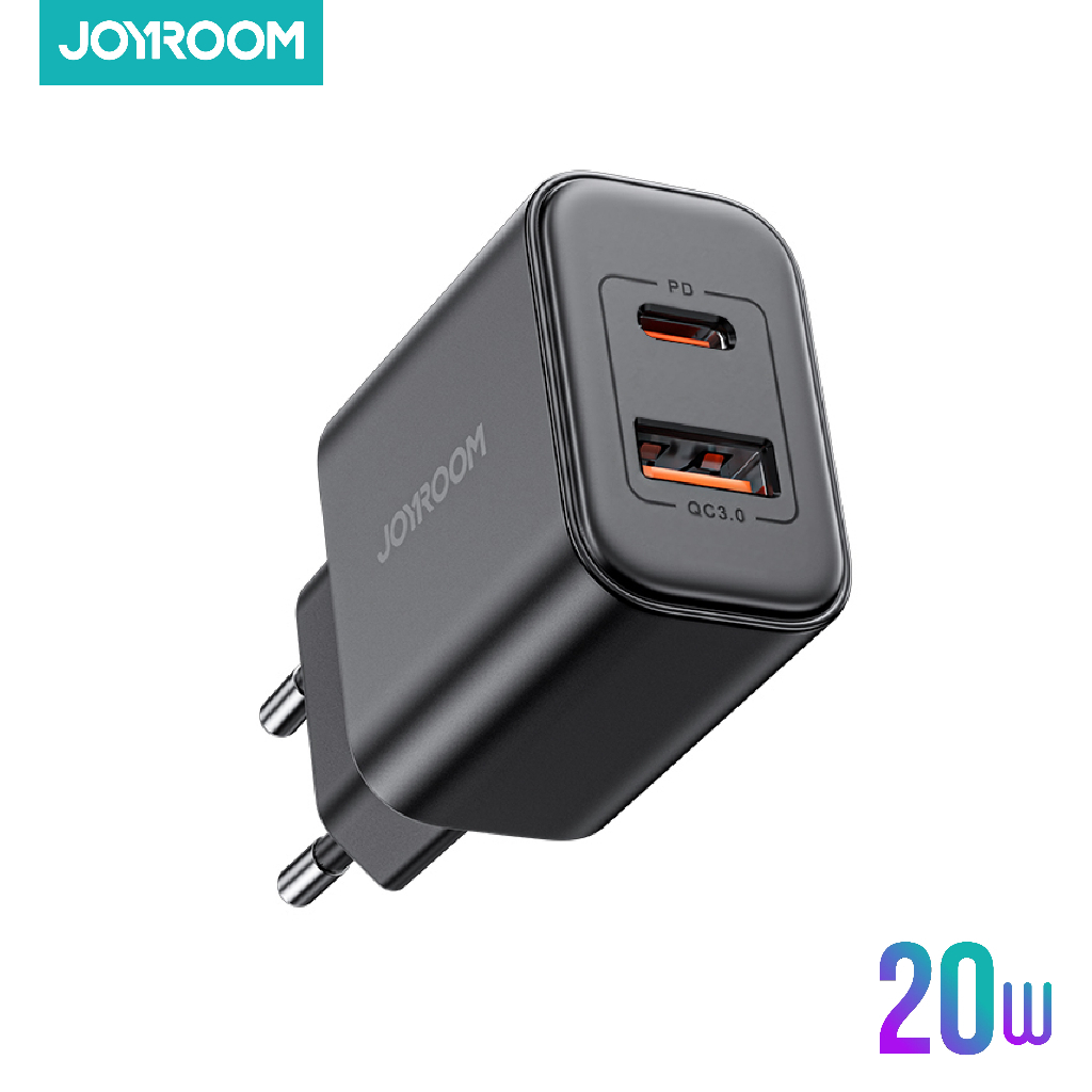 Joyroom JR-TCF05EU 20W PD + QC3.0 Dual-Port Fast Charger – High-Speed USB-C & USB-A Adapter